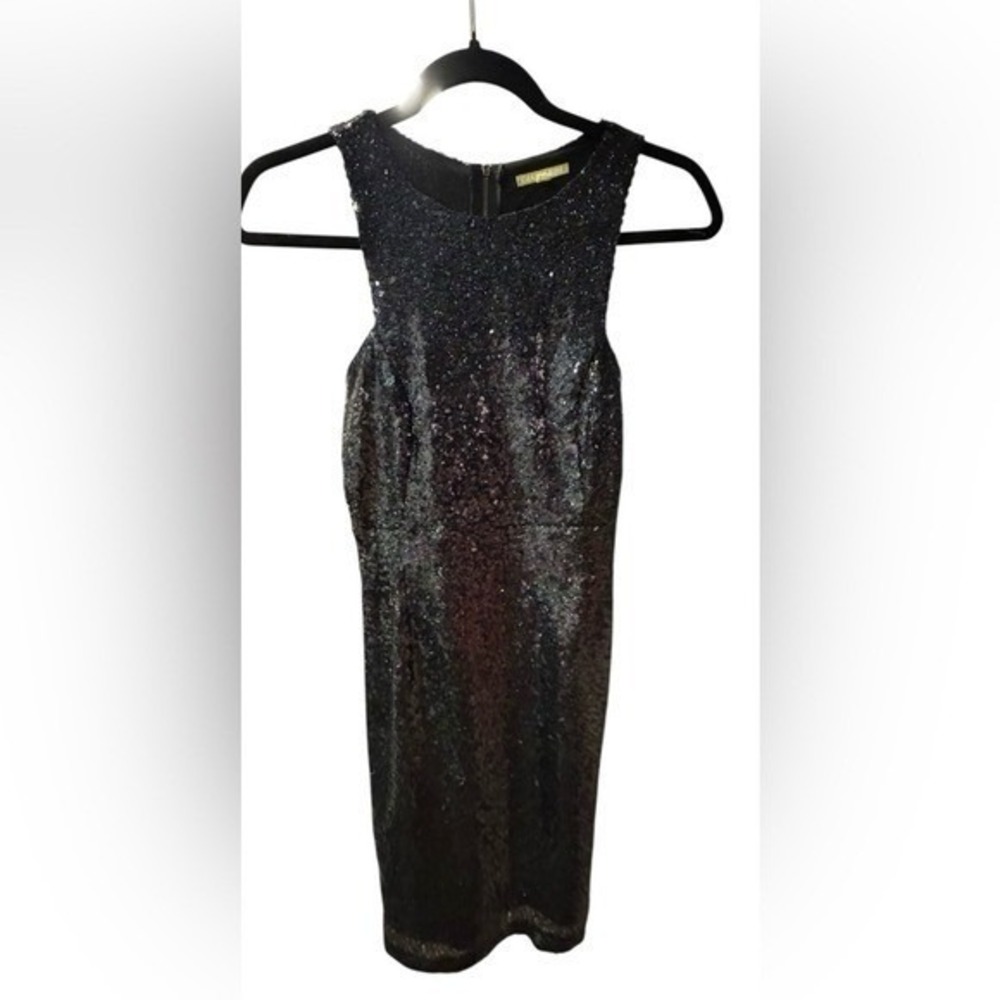 Gianni Bini Womens Black Sequin Sheath Mini Dress Sleeveless Sparkly XS - Picture 3 of 6